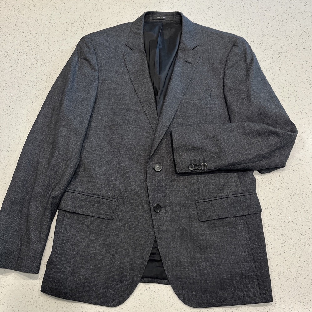Hugo BOSS Blazer Mens 42R Virgin Wool  Black Heathered Business Classic‎